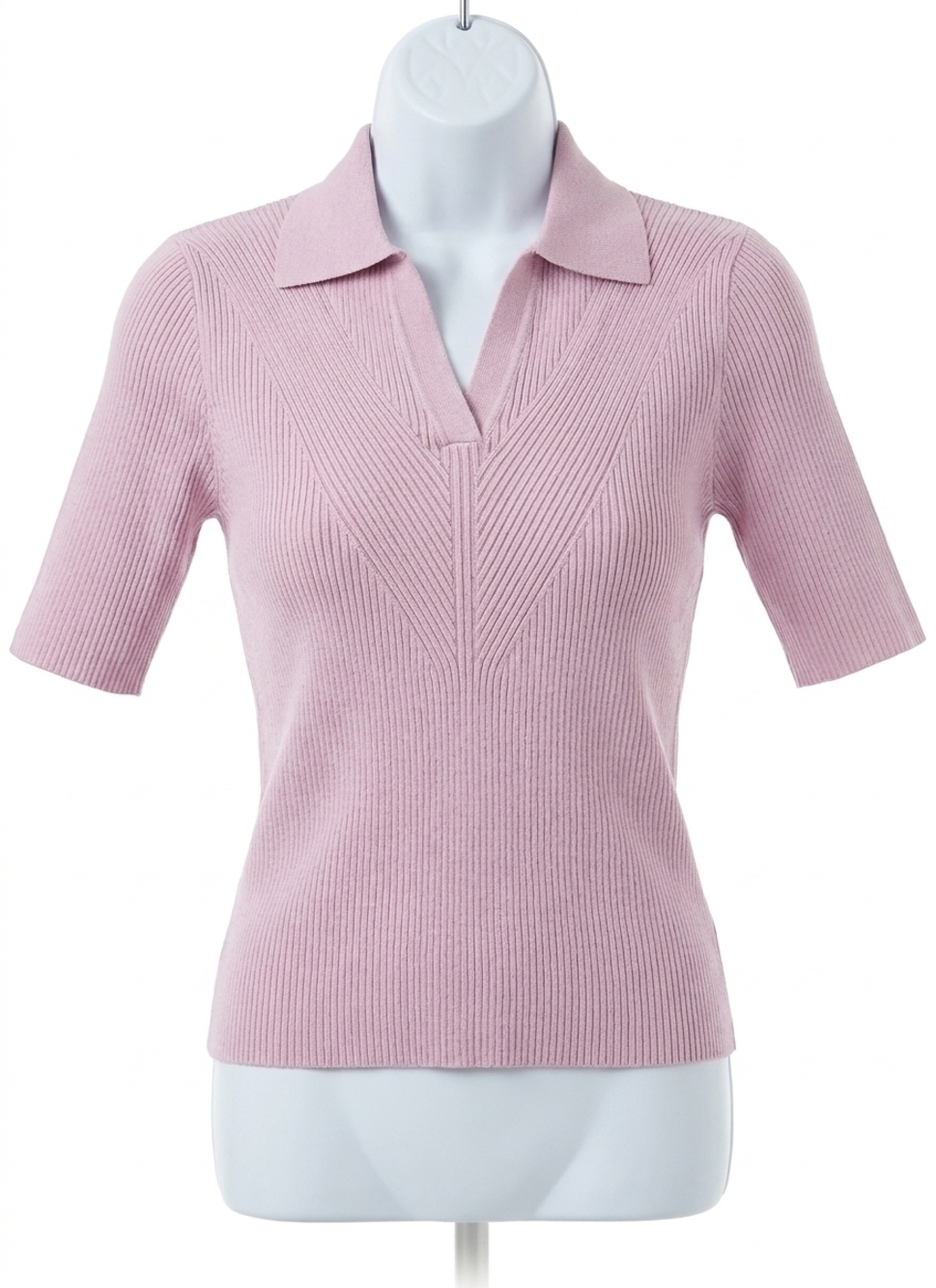 NEW LYSSE kenzie ribbed knit polo in rose shadow